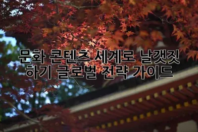 문화 콘텐츠, 세계로 날갯짓 하기: 글로벌 전략 가이드
