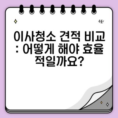 이사청소 비용 비교표: 현명한 이사청소 업체 선택을 위한 완벽 가이드
