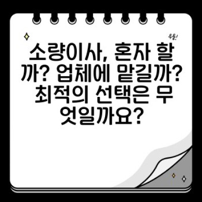 원룸 이사, 소량이사 효율적으로 끝내는 완벽 가이드: 비용 절감 & 시간 단축 전략
