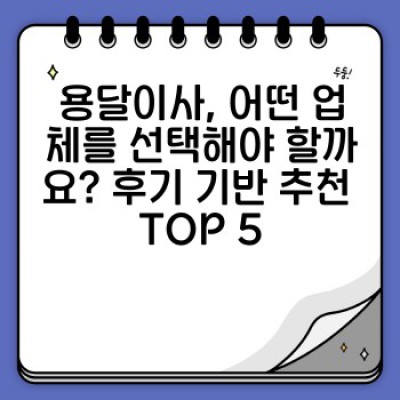 소량이사, 용달이사 후기 TOP 5: 혼자 하는 이사? 걱정 마세요! 최고의 선택을 위한 가이드