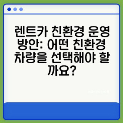 렌트카 친환경 운영 방안: 환경 보호와 지속가능한 사업 모델 구축 전략
